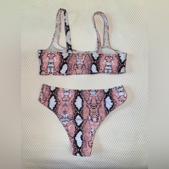 Shein Pink Python Bathing Suit Set - Picture 2 of 2